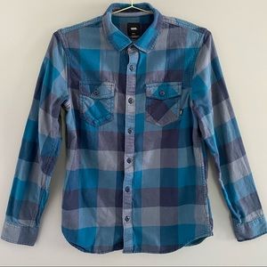 VANS Mens Flannel Plaid Button Down - Long Sleeves